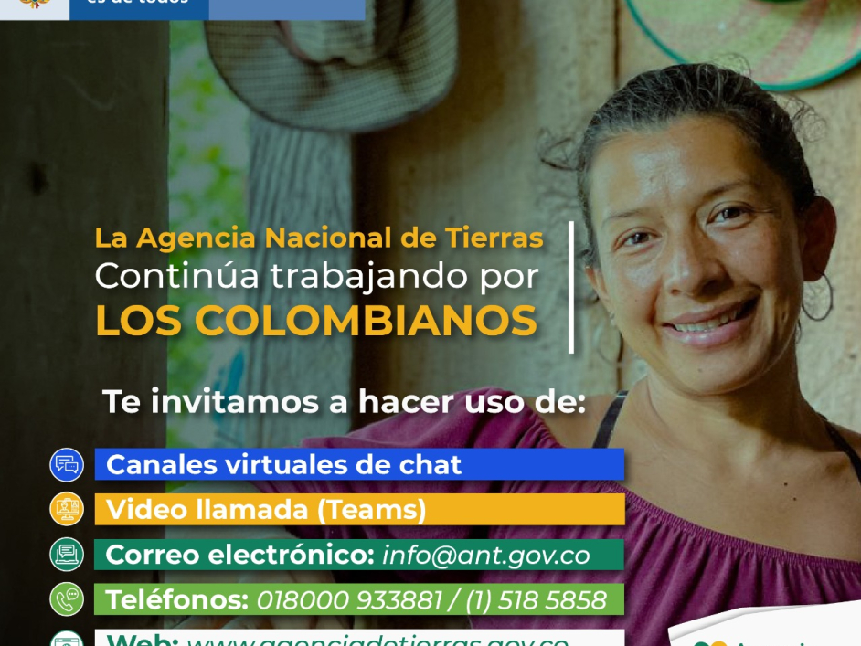 Imagen referencia de campesina donde se enumeran los canales de atención virtual, telefonico o pagina web